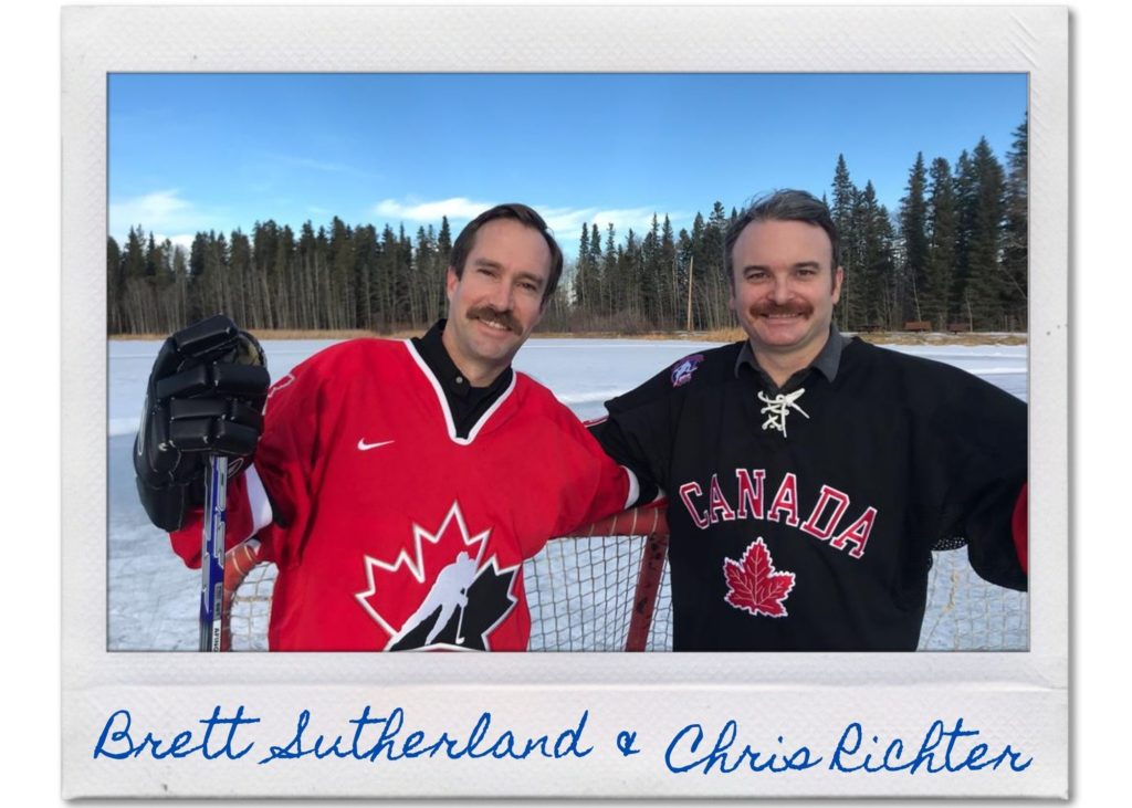 Brett Sutherland & Chris Richter playing pond hockey just outside of Calgary, AB.